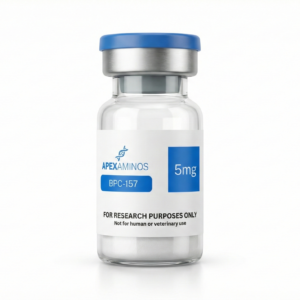BPC-157 5mg lyophilized peptide vials from Apex Aminos Canada.
