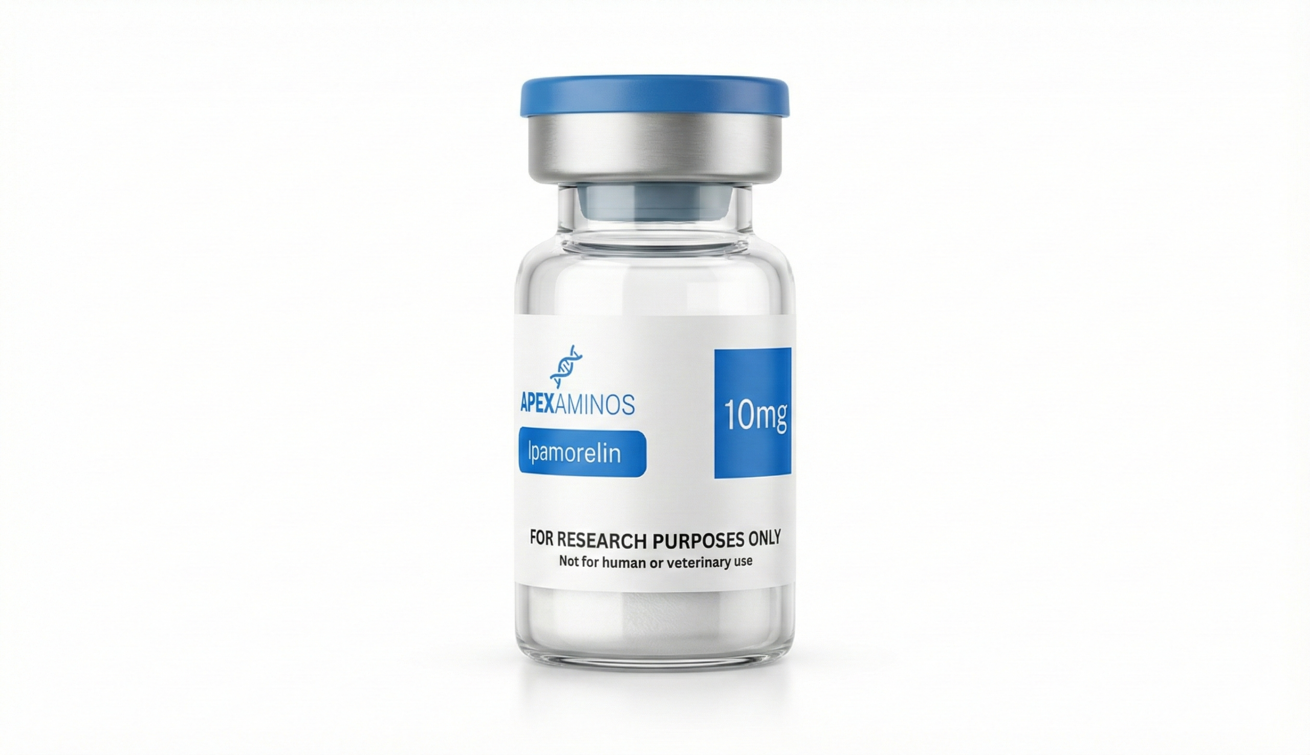 Ipamorelin 10mg Ipamorelin 10mg lyophilized peptide vials from Apex Aminos Canada
