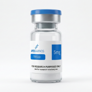 TB-500 5mg lyophilized peptide vials from Apex Aminos Canada.