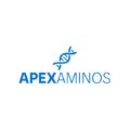 Apex Aminos official brand logo featuring a blue DNA helix icon